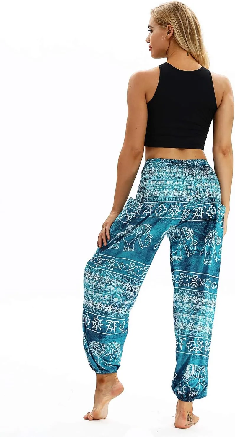 Honeystore Women's Boho Harem Yoga Pants Hippie Tapered Loose Beach Trousers