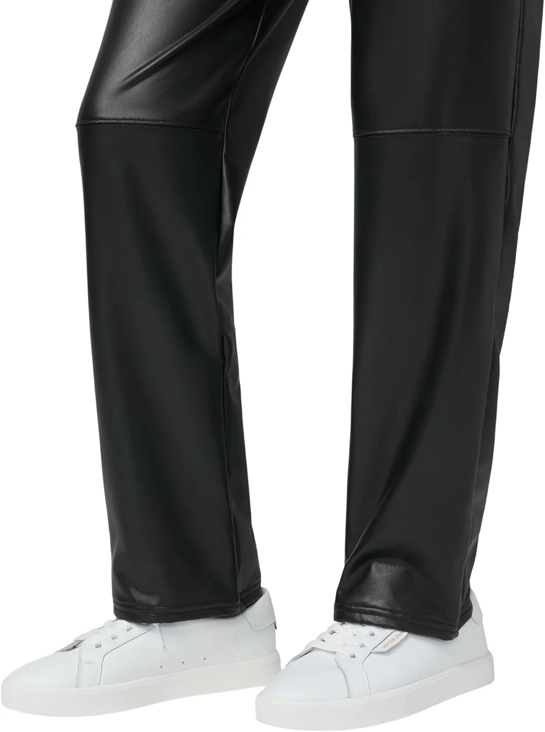 HUE Women's High Rise Faux Leather Straight Leg Pants