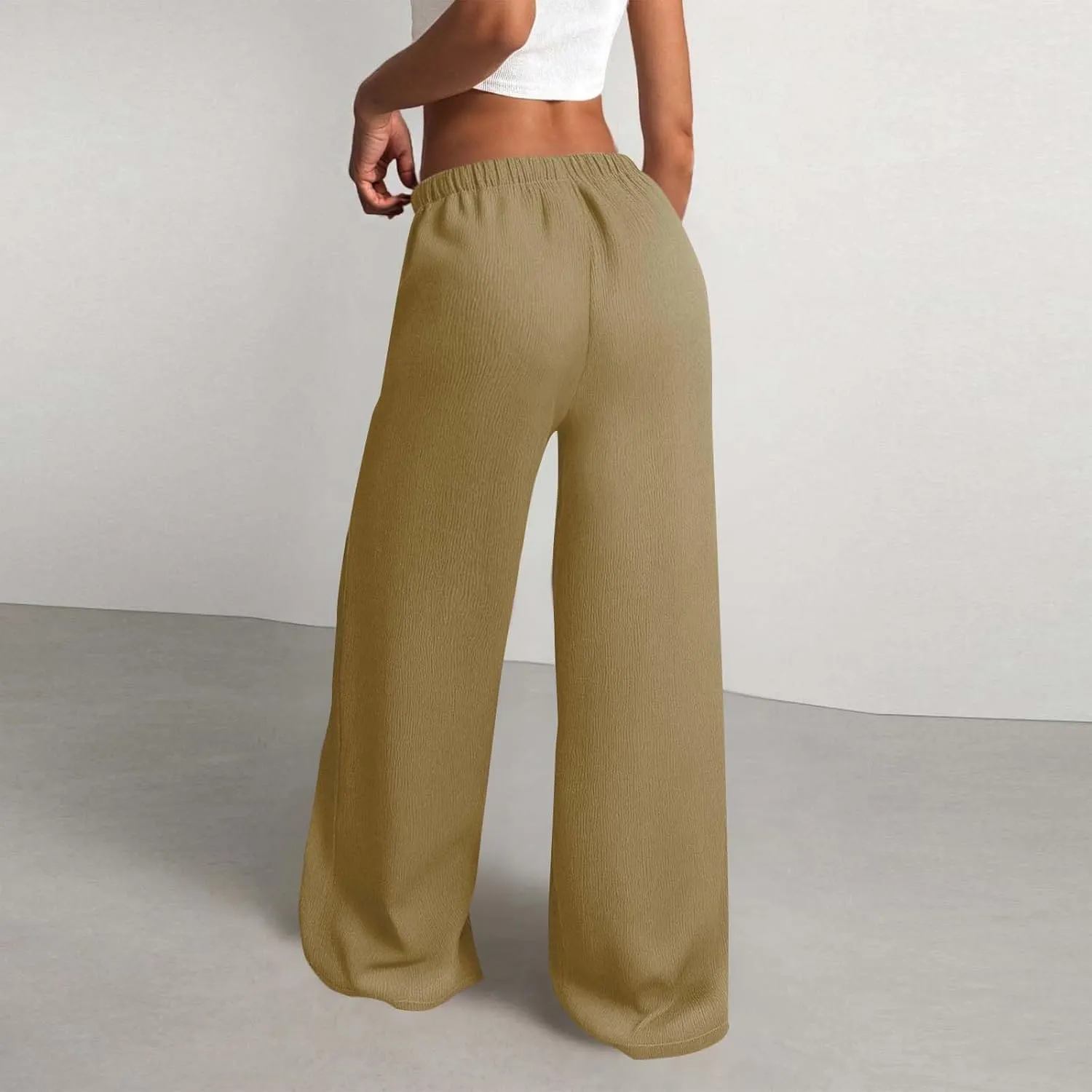 Hvyesh Casual Palazzo Pants for Women Baggy Wide Leg Summer Long Womens Trousers High Waisted Drawstring