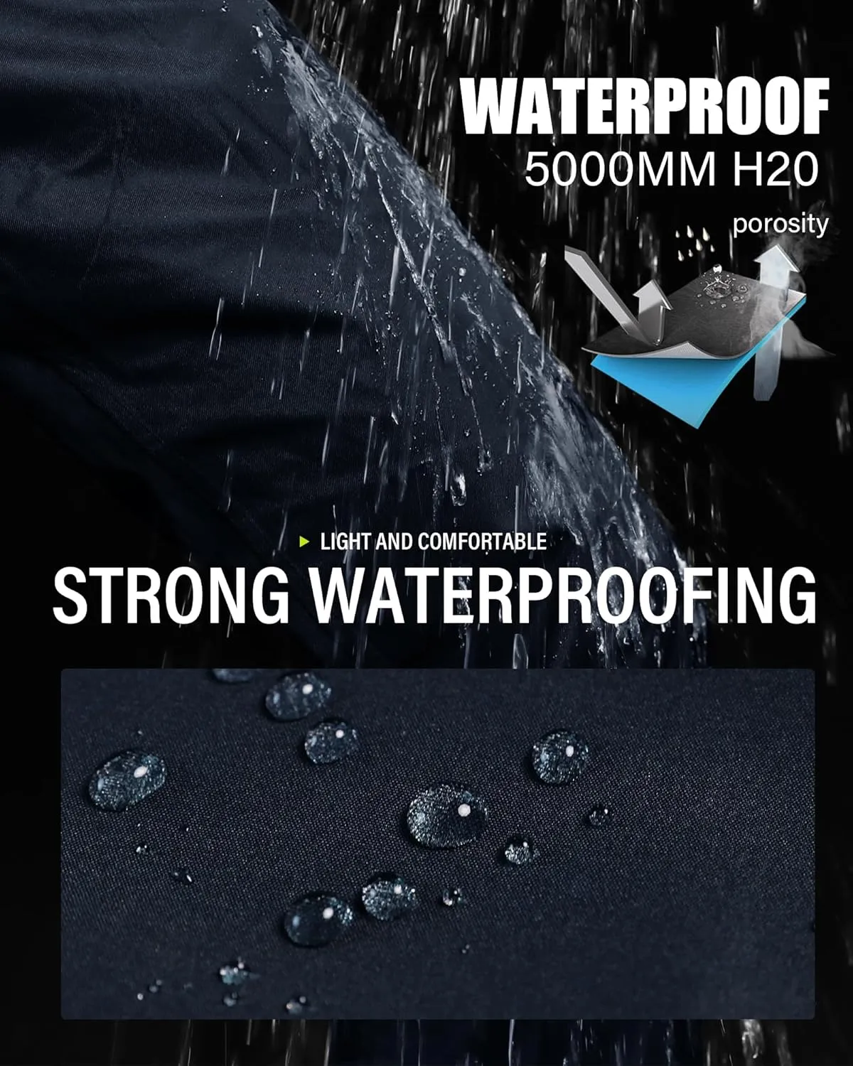 iCreek Men's Waterproof Rain Pants Lightweight Packable Windproof Outdoor Over Pants for Hiking Fishing Golf
