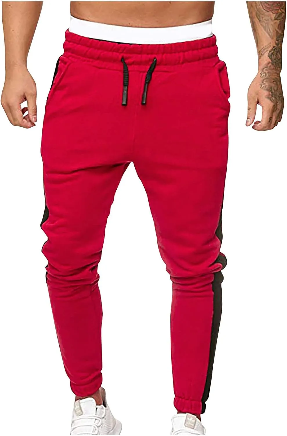 Jogger Pants for Men 2023 Stylish Drawstring Slim Fit Skinny Stretch Athletic Sweatpants Casual Patchwork Trouser
