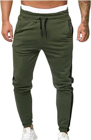 Jogger Pants for Men 2023 Stylish Drawstring Slim Fit Skinny Stretch Athletic Sweatpants Casual Patchwork Trouser