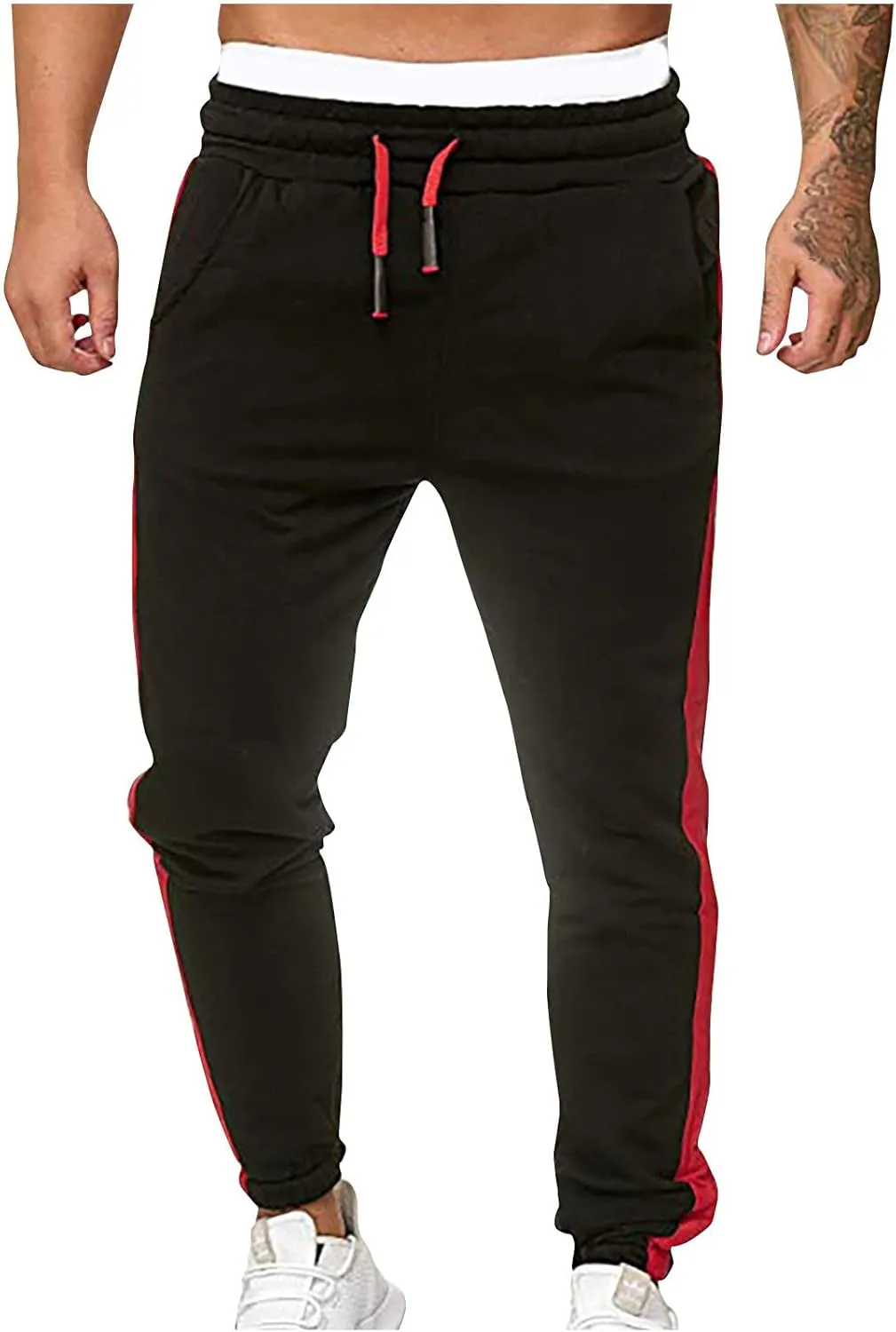 Jogger Pants for Men 2023 Stylish Drawstring Slim Fit Skinny Stretch Athletic Sweatpants Casual Patchwork Trouser