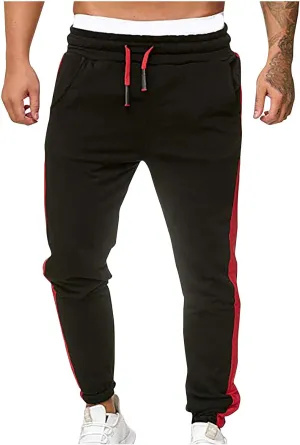 Jogger Pants for Men 2023 Stylish Drawstring Slim Fit Skinny Stretch Athletic Sweatpants Casual Patchwork Trouser