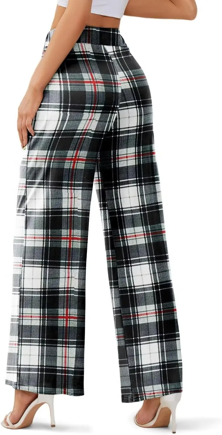 JZC Women's Wide Leg Casual Pants Cross Waist Palazzo Lounge Pajama Flowy Pants Yoga Sweatpants with Pockets