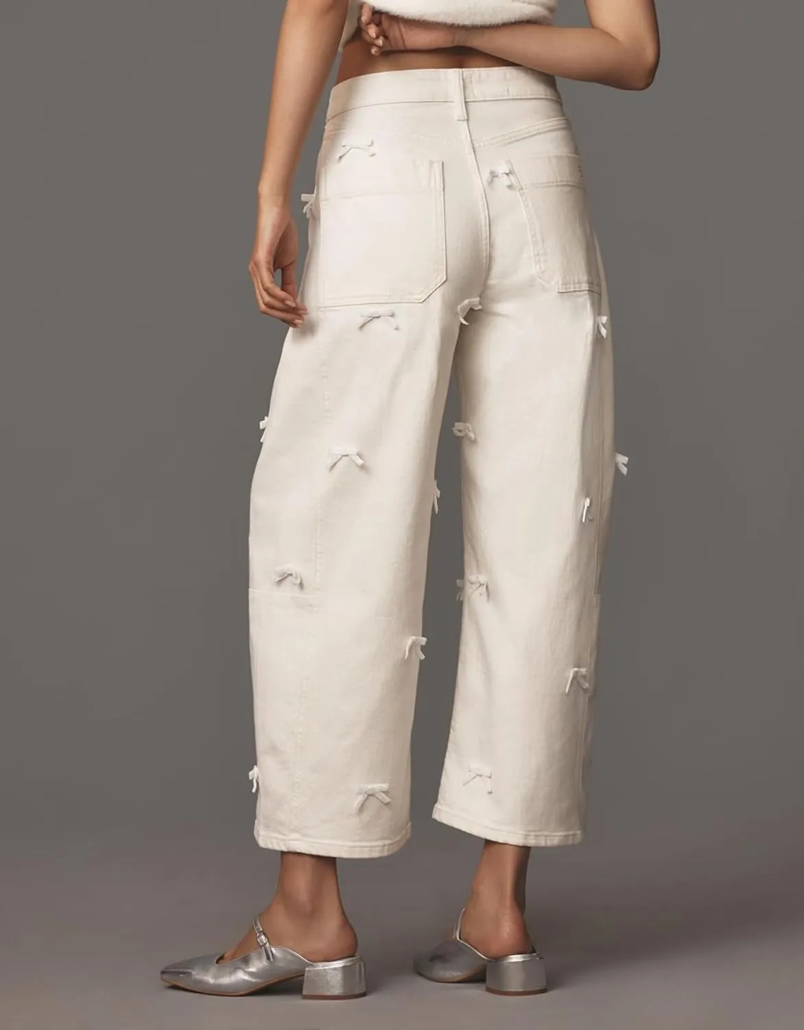 Kedera Mid Rise Barrel Jeans for Women Y2K Wide Leg Denim Pants Baggy Boyfriend Jeans with Bows