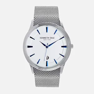 Kenneth Cole New York Stainless Steel Blue Hands Quartz Mesh Band Mens Watch - KC50490005