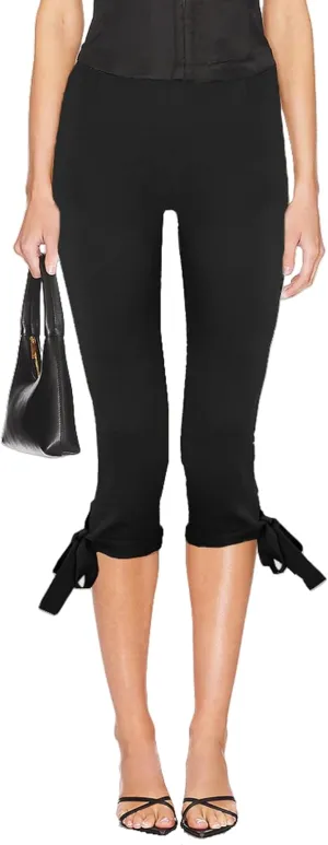 KMBANGI Women Skinny Capri Leggings Bow Tie Up Knee Length Capris Pants Sexy Stretchy Slim Fit Cropped Trousers