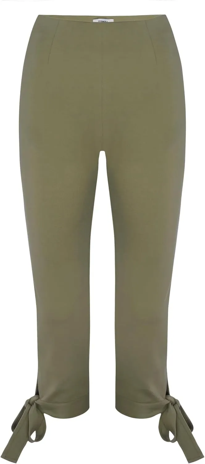 KMBANGI Women Skinny Capri Leggings Bow Tie Up Knee Length Capris Pants Sexy Stretchy Slim Fit Cropped Trousers