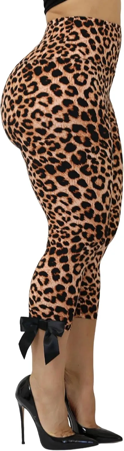 KMBANGI Women Skinny Capri Leggings Bow Tie Up Knee Length Capris Pants Sexy Stretchy Slim Fit Cropped Trousers