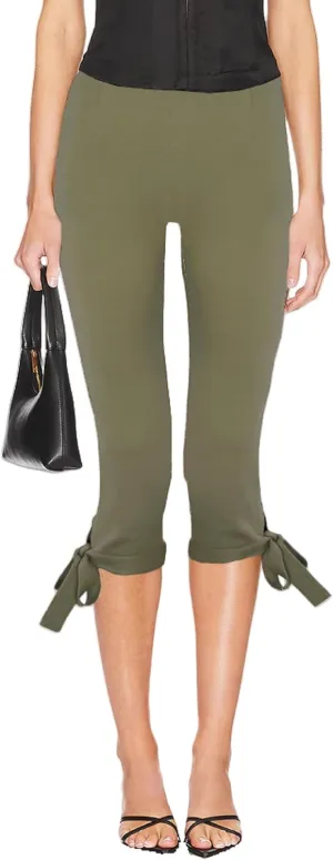 KMBANGI Women Skinny Capri Leggings Bow Tie Up Knee Length Capris Pants Sexy Stretchy Slim Fit Cropped Trousers