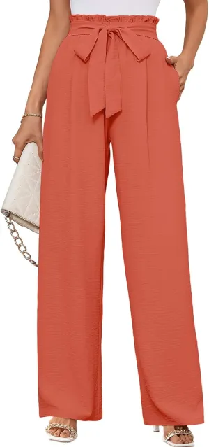 KORSIS Women's Wide Leg Lounge Pants Lightweight High Waisted Loose Work Elastic Trousers with Pockets (S-2XL)