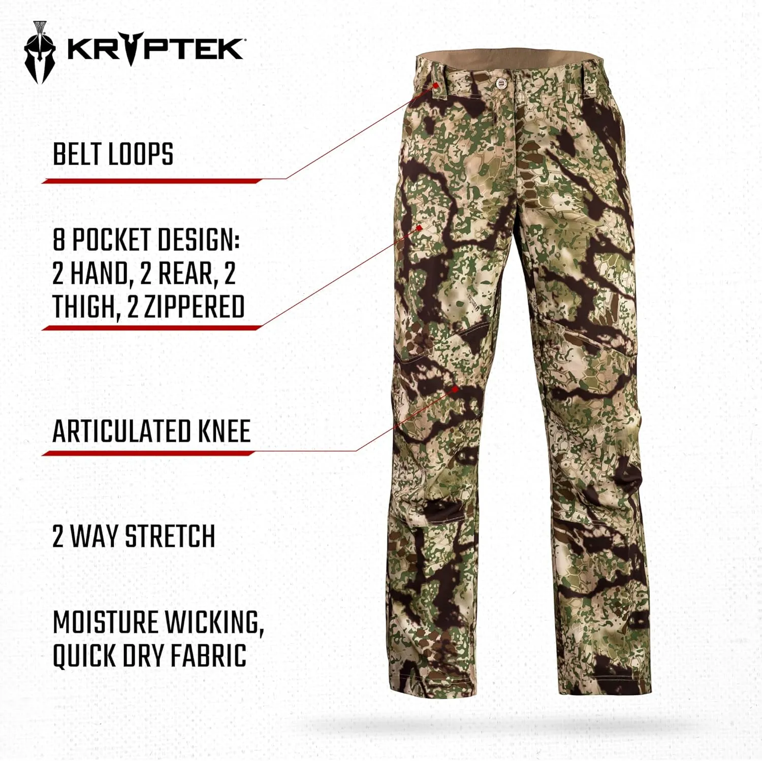 Kryptek Men's Valhalla, Multi Season Performance Camo Hunting Pant