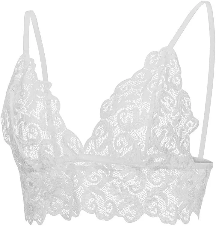 Lace Bralettes for Women, Deep V Plunge Bra Comfortable Convertible Strap Wire Free Criss Cross Back Bralette Crop Top