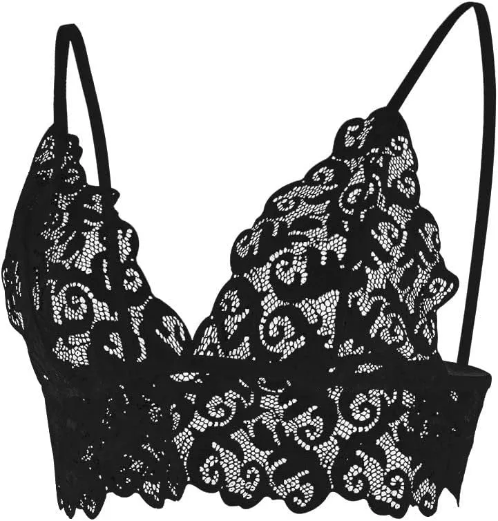 Lace Bralettes for Women, Deep V Plunge Bra Comfortable Convertible Strap Wire Free Criss Cross Back Bralette Crop Top