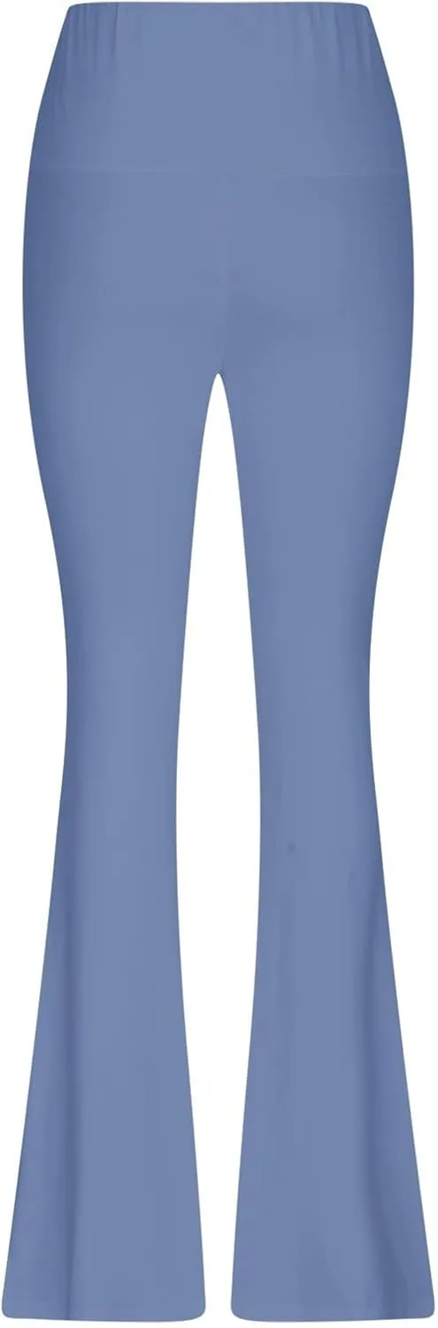 Ladies Flare Leg Yoga Pants High Waist Stretch Solid Color Trousers Bell Bottom Stylish Leggings Workout Gym Tights