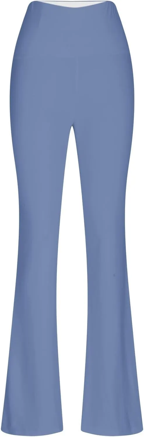 Ladies Flare Leg Yoga Pants High Waist Stretch Solid Color Trousers Bell Bottom Stylish Leggings Workout Gym Tights