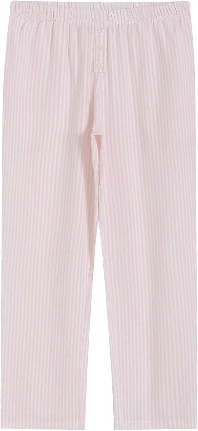 Latuza Women's 2 Pack Cotton Pajama Pants Seersucker Lounge Pants with Pockets