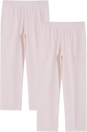 Latuza Women's 2 Pack Cotton Pajama Pants Seersucker Lounge Pants with Pockets