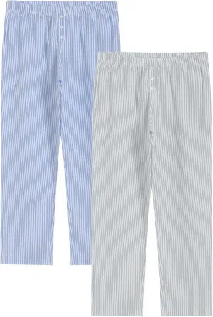 Latuza Women's 2 Pack Cotton Pajama Pants Seersucker Lounge Pants with Pockets