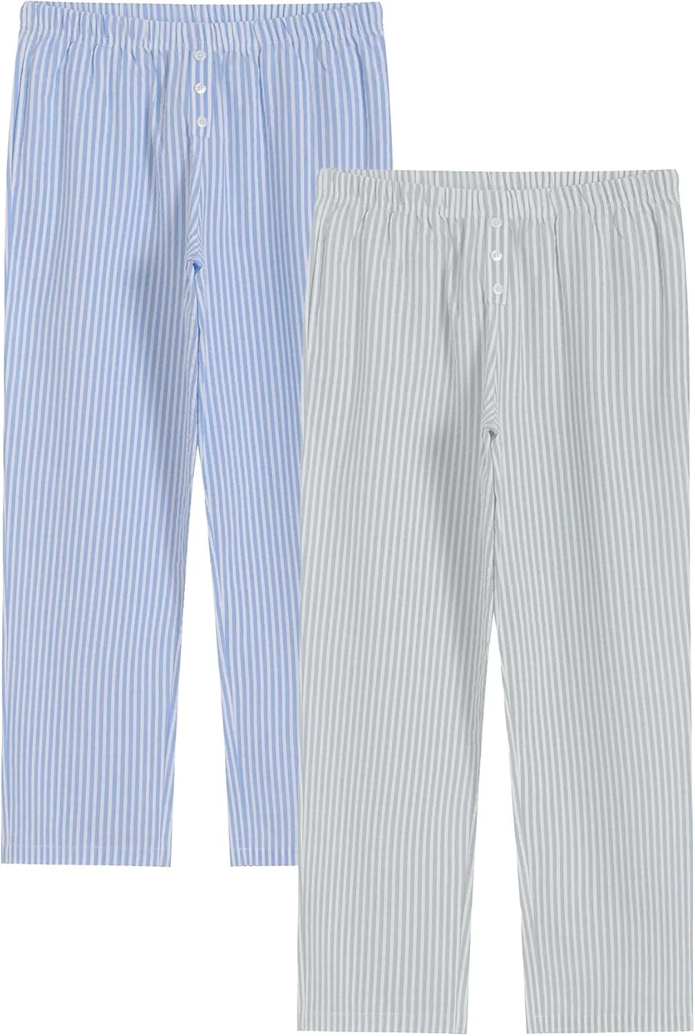 Latuza Women's 2 Pack Cotton Pajama Pants Seersucker Lounge Pants with Pockets