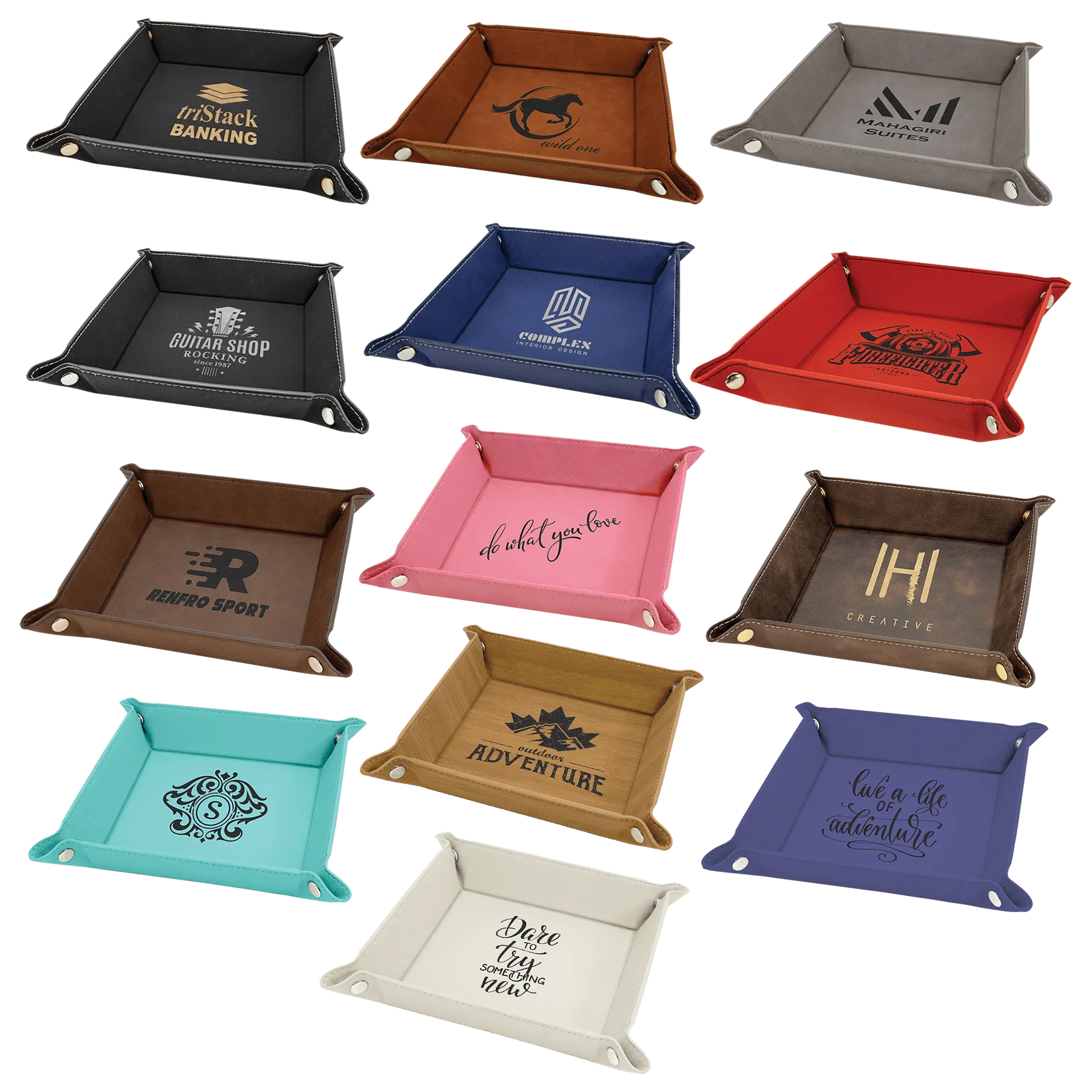 Leatherette Valet Tray with Corner Snaps