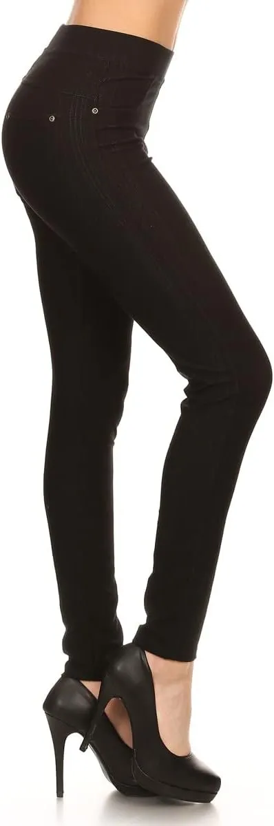 Leggings Depot Women's Cotton Blend Stretch Pull-on Jeggings Casual Pants with Pockets (Available in Plus Size)