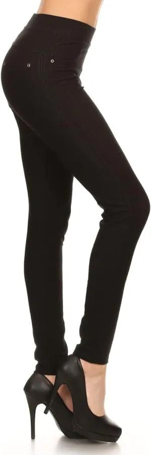 Leggings Depot Women's Cotton Blend Stretch Pull-on Jeggings Casual Pants with Pockets (Available in Plus Size)