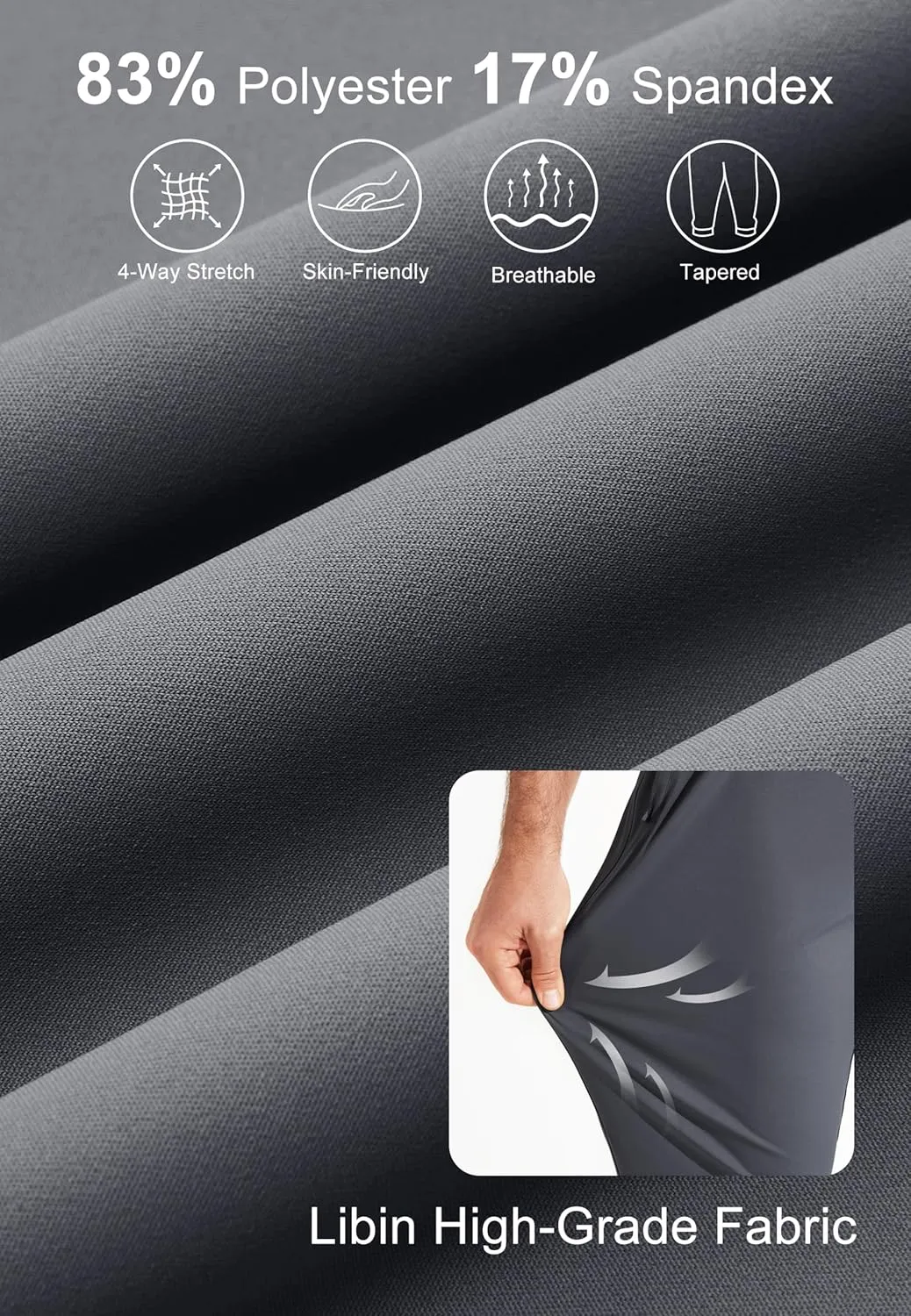 Libin Men's 4-Way Stretch Golf Joggers with Pockets, Slim Fit Sweatpants for Work Dress Pants Athletic Casual Yoga Pants