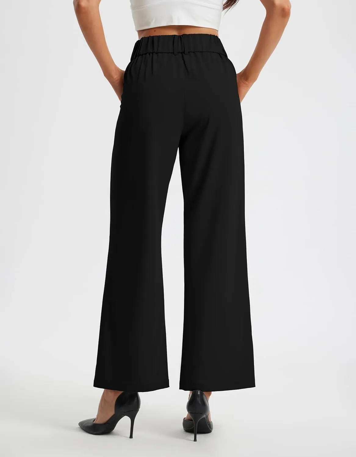 Libin Women's Wide Leg Dress Pants High Waisted Button Pleated Business Work Pants Casual Slacks Trousers with Pockets
