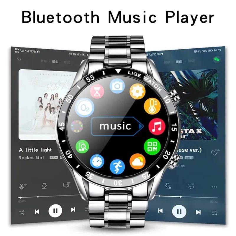 LIGE Quartz Touch Screen Waterproof Smart Fitness Watch