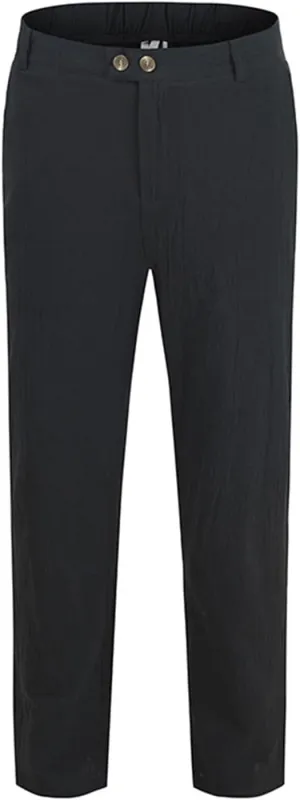Linen Pants Men Classic Fit Buckle Zipper Solid Dress Pants Casual Stylish Straight Legs Formal Work Trousers