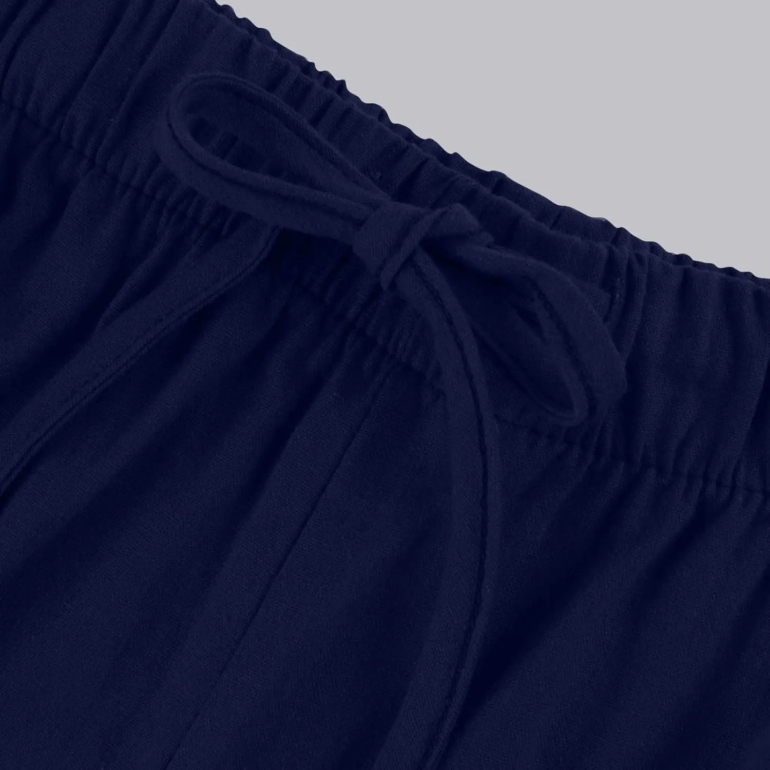 Linen Pants Women Summer Wide Leg Flowy Beach Pants Lightweight Drawstring Cotton Palazzo Pants Trousers with Pockets
