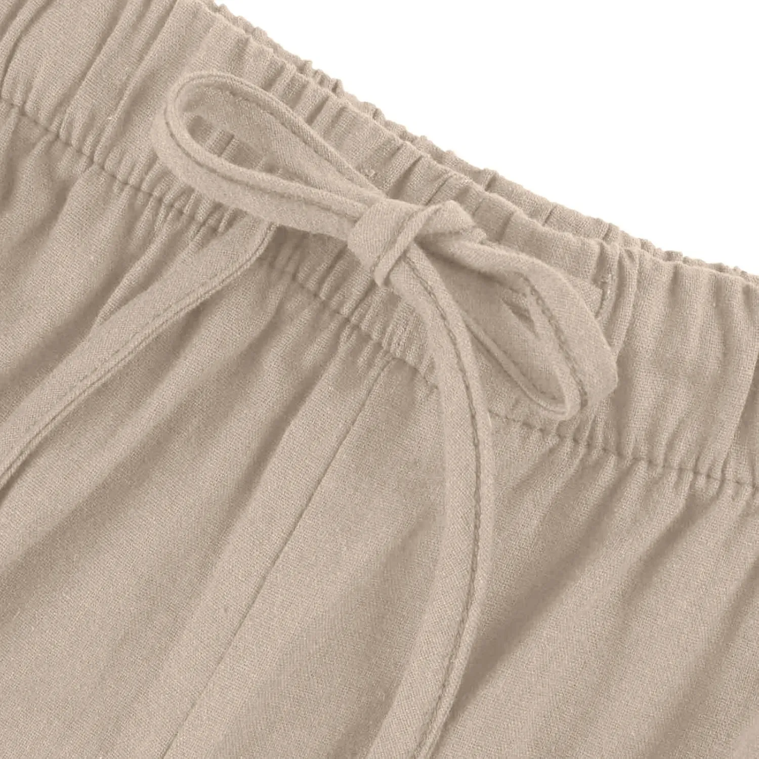 Linen Pants Women Summer Wide Leg Flowy Beach Pants Lightweight Drawstring Cotton Palazzo Pants Trousers with Pockets