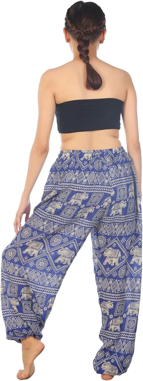 LOFBAZ Harem Pants for Women S-4XL Plus Elephant Yoga Boho Beach Lounge PJs