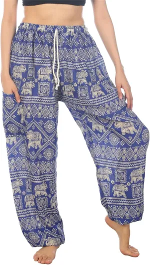 LOFBAZ Harem Pants for Women S-4XL Plus Elephant Yoga Boho Beach Lounge PJs