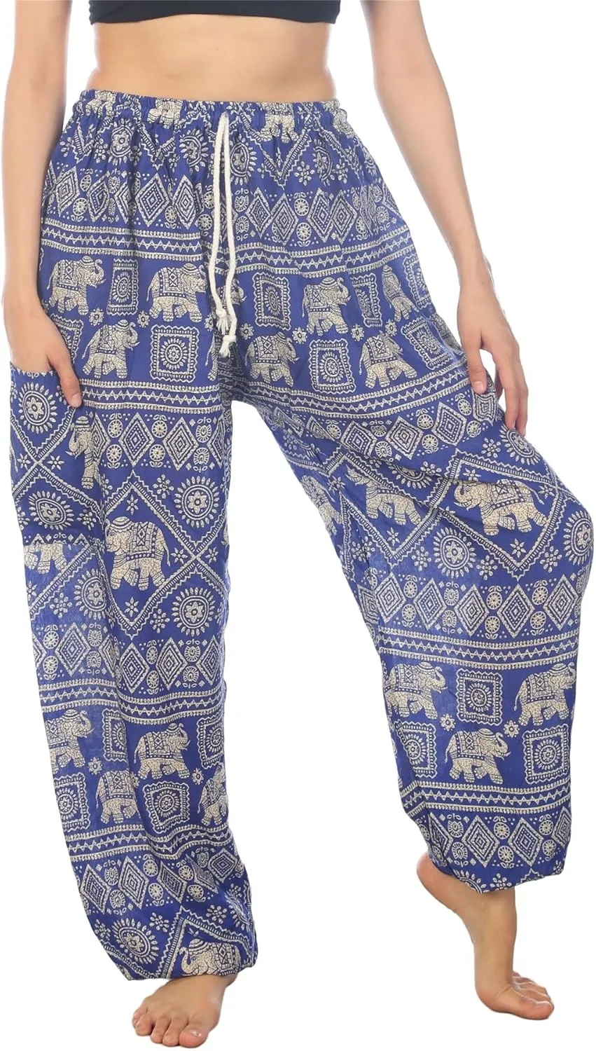 LOFBAZ Harem Pants for Women S-4XL Plus Elephant Yoga Boho Beach Lounge PJs