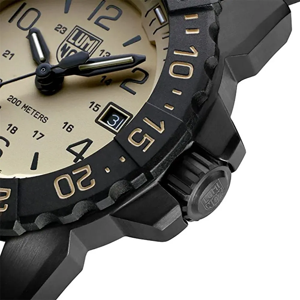 Luminox Navy SEAL Black Stainless Steel Black Rubber Strap Sand Dial Date Divers Quartz Interchangeable NATO Strap Mens Watch XS.3251.CBNSF.SET