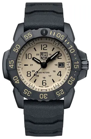 Luminox Navy SEAL Black Stainless Steel Black Rubber Strap Sand Dial Date Divers Quartz Interchangeable NATO Strap Mens Watch XS.3251.CBNSF.SET