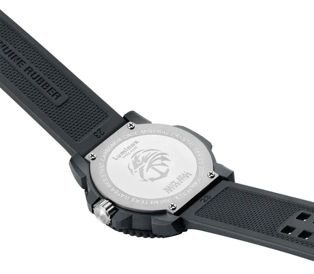 Luminox Navy Seal CARBONOX Black Rubber Strap Black Dial Date Divers Quartz Mens Watch XS.3051.GO.NSF