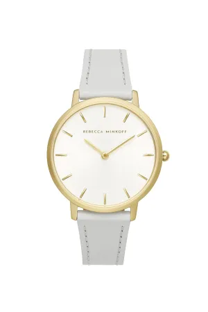Major Gold Tone Ice Grey Strap Watch, 35mm