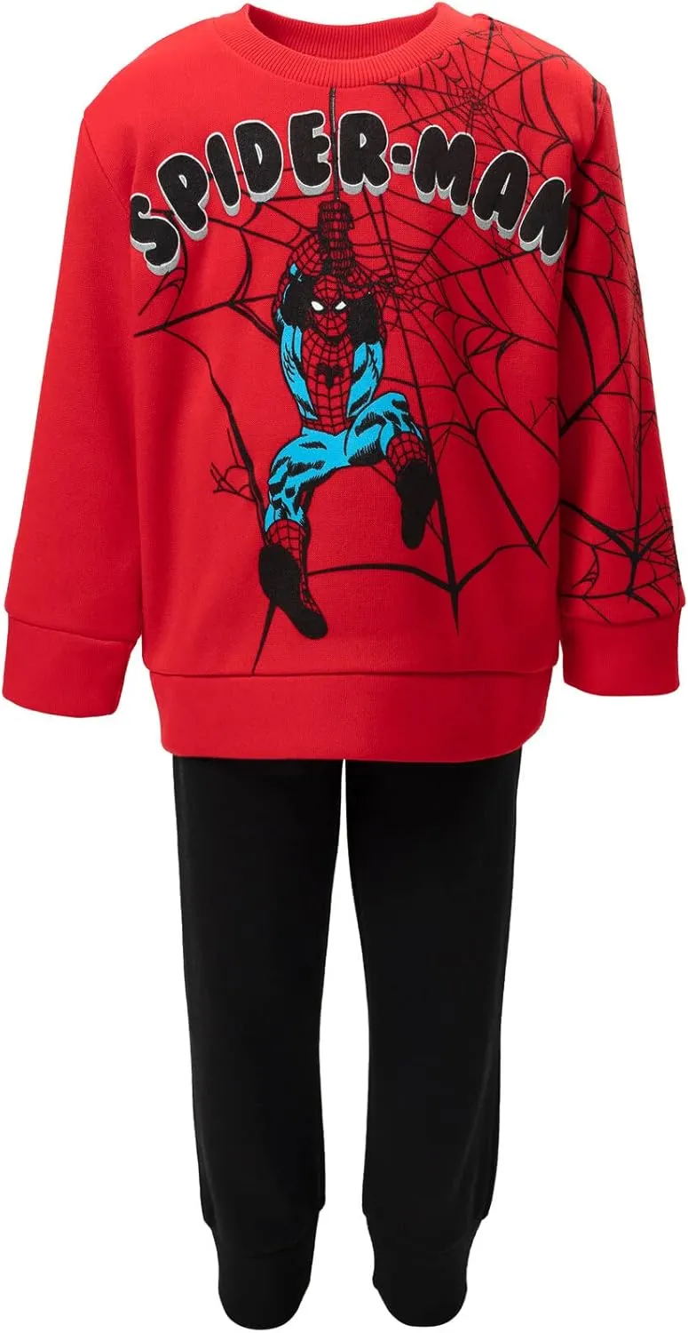 Marvel Spider-Man Fleece Sweatshirt and Pants Outfit Set Toddler to Big Kid Sizes (2T - 14-16)
