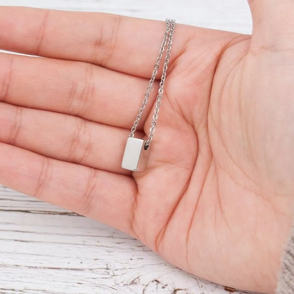 Matching Cube Card Necklace, Matching Mother's Day Gift for Her, Mom and Daughter Jewelry, Mom and Daughter Cube Necklaces [Gold Cube, No-Personalized Card]