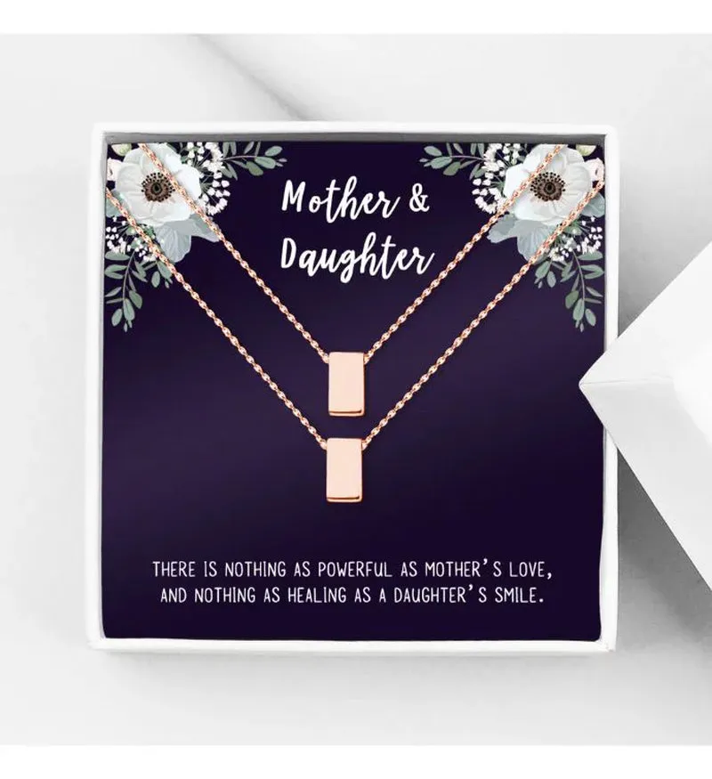Matching Infinity Card Necklace, Matching Mother's Day Gift for Her, Mom and Daughter Jewelry, Mom and Daughter Infinity Ring Necklaces [Silver Infinity Ring, No-Personalized Card]