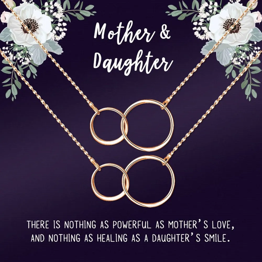 Matching Infinity Card Necklace, Matching Mother's Day Gift for Her, Mom and Daughter Jewelry, Mom and Daughter Infinity Ring Necklaces [Silver Infinity Ring, No-Personalized Card]