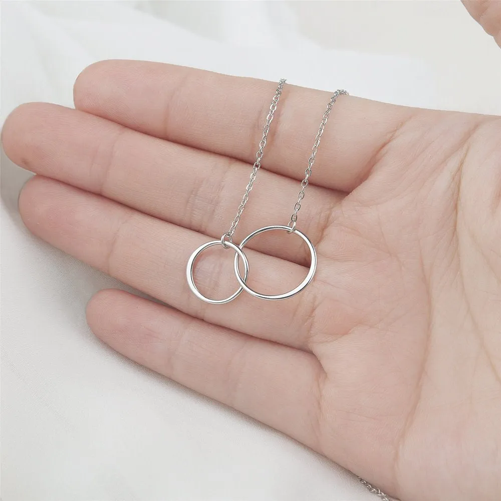 Matching Infinity Card Necklace, Matching Mother's Day Gift for Her, Mom and Daughter Jewelry, Mom and Daughter Infinity Ring Necklaces [Silver Infinity Ring, No-Personalized Card]