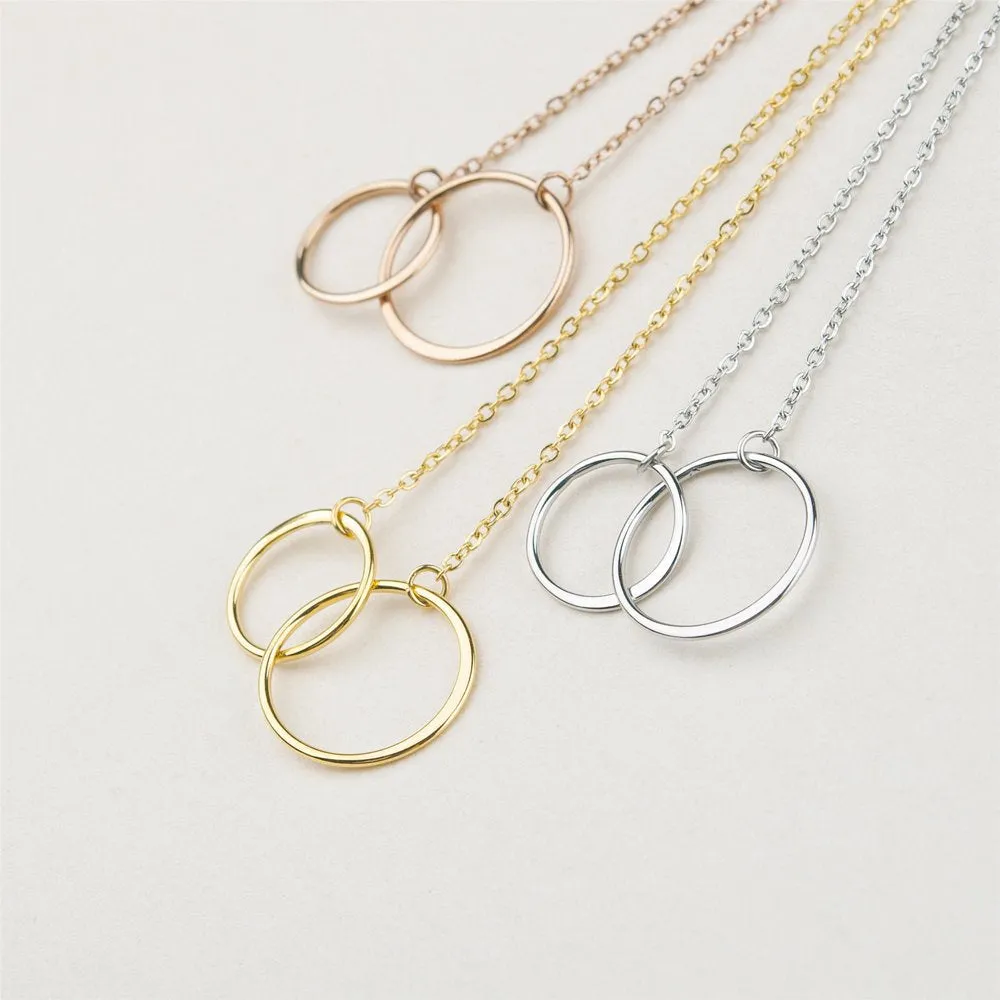 Matching Infinity Card Necklace, Matching Mother's Day Gift for Her, Mom and Daughter Jewelry, Mom and Daughter Infinity Ring Necklaces [Silver Infinity Ring, No-Personalized Card]