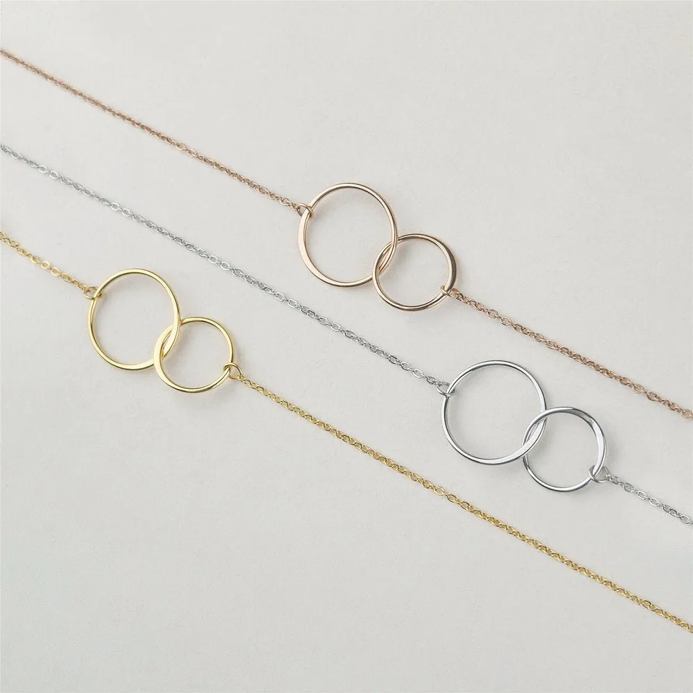 Matching Infinity Card Necklace, Matching Mother's Day Gift for Her, Mom and Daughter Jewelry, Mom and Daughter Infinity Ring Necklaces [Silver Infinity Ring, No-Personalized Card]