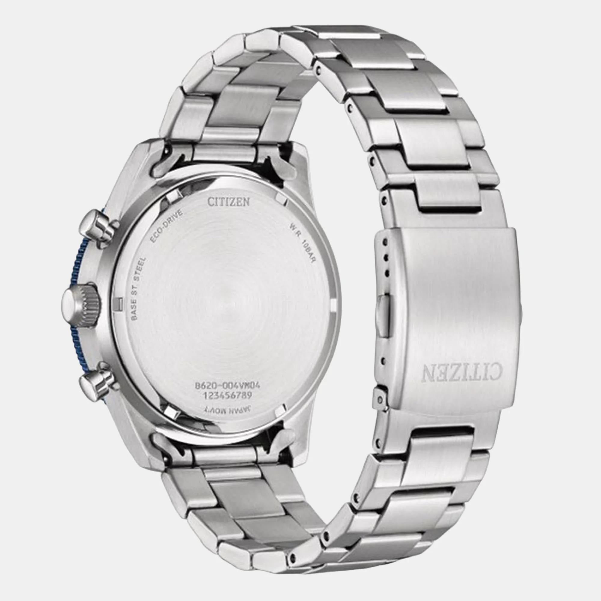 Men Stainless Steel Eco-Drive Chronograph Watch CA4554-84H