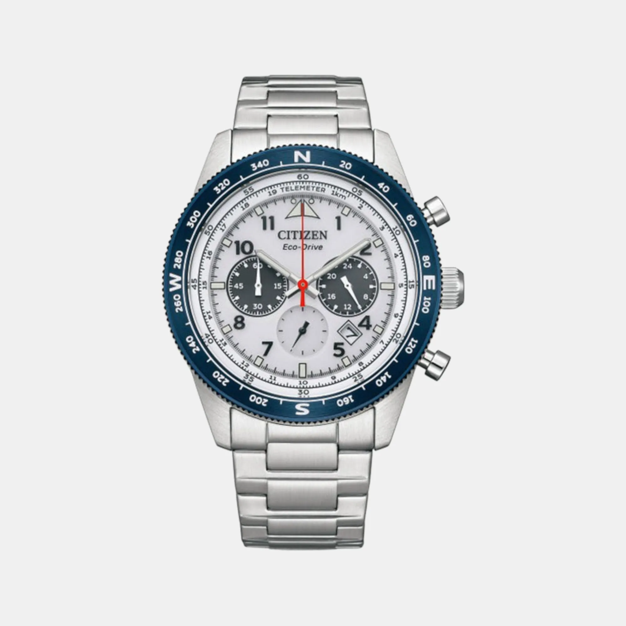Men Stainless Steel Eco-Drive Chronograph Watch CA4554-84H